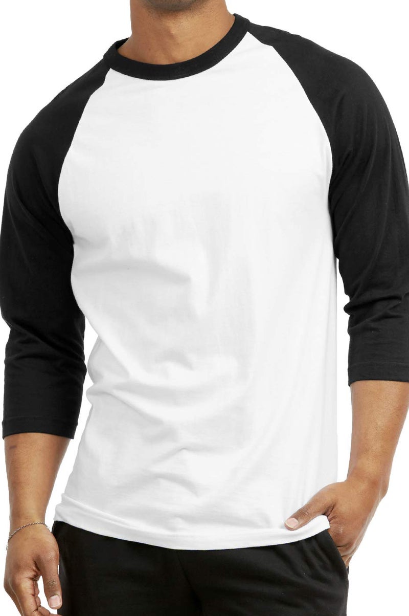 TOP PRO Men's 3/4 Sleeve Casual Raglan Jersey Baseball Tee Shirt (M, Black/White-1) - Image 4